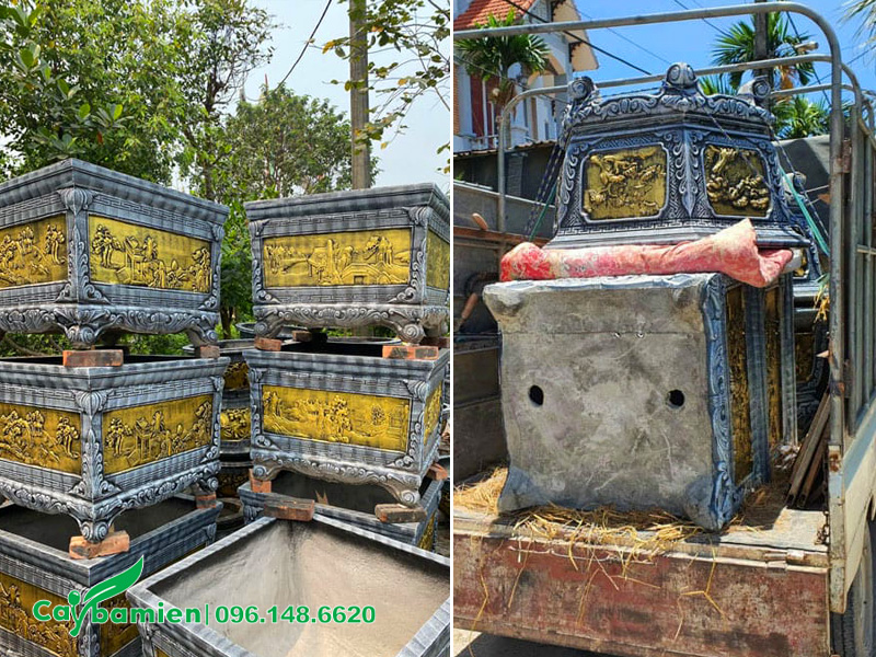 Chậu xi măng trồng cây Vạn Tuế cảnh