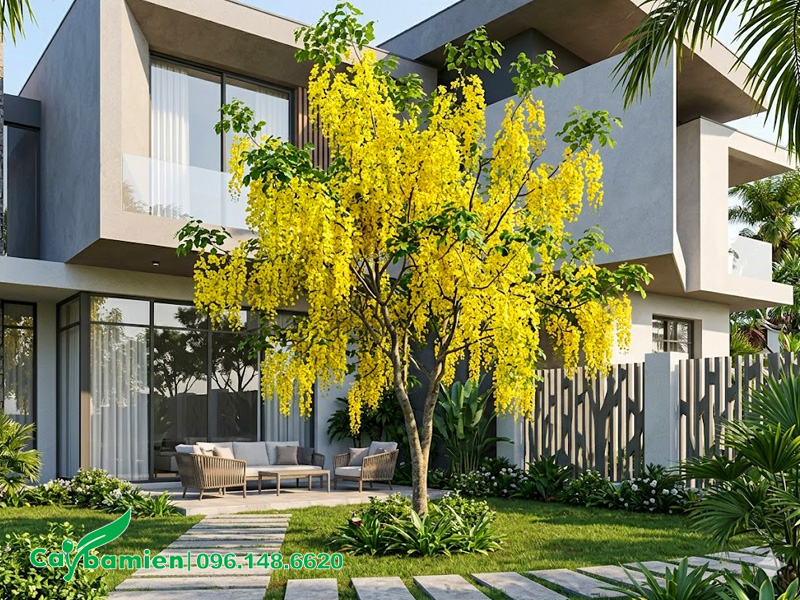 Cây muồng hoàng yến trồng ở sân sau nhà biệt thự